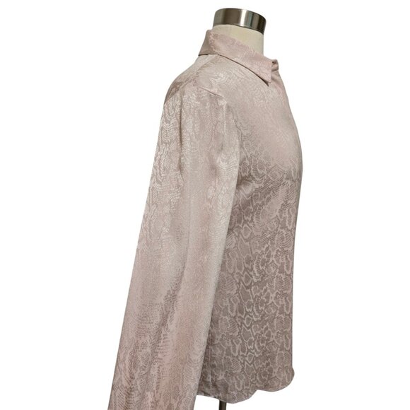 Just Cavalli Womens Button Front Blouse Size 42/ Medium Pink Snakeskin Print - Picture 7 of 8